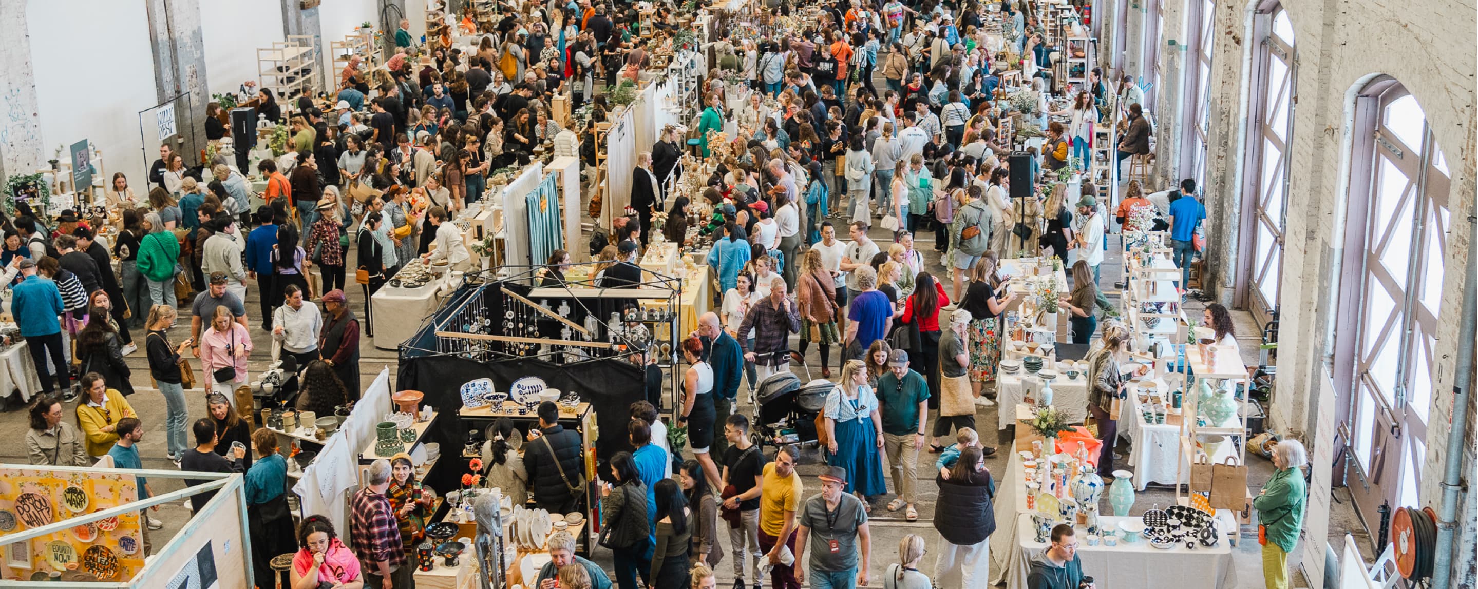 Stallholders present their ceramic pieces at Sydney Ceramics Market, photo: Amy Piddington.