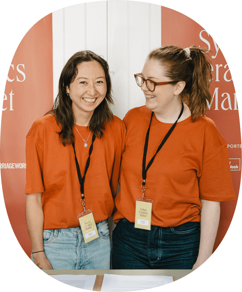 Portrait of Melody Brunton and Samee Lapham at Sydney Ceramics Market, photo: Amy Piddington.